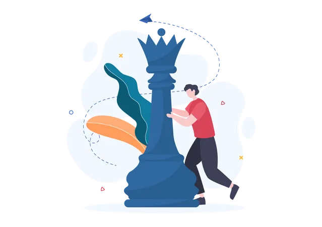 Man with chess piece Illustration