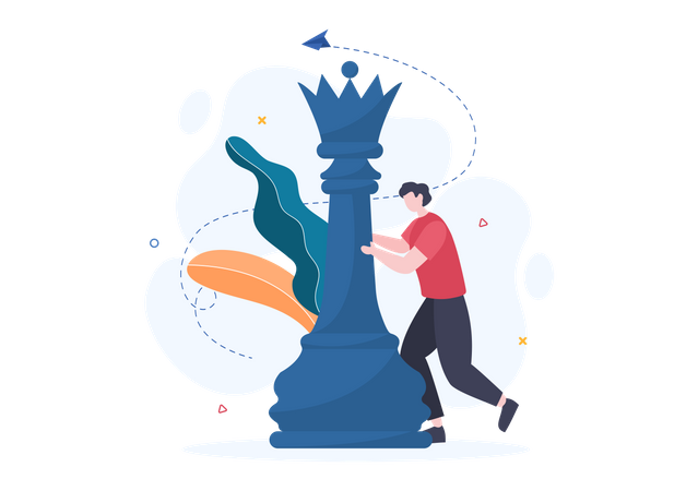 Man with chess piece  Illustration