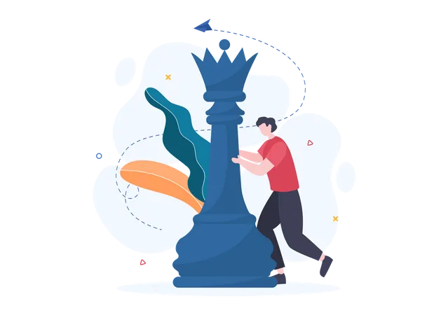 Man with chess piece  Illustration