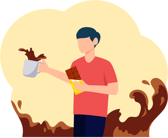 Man with chocolate  Illustration