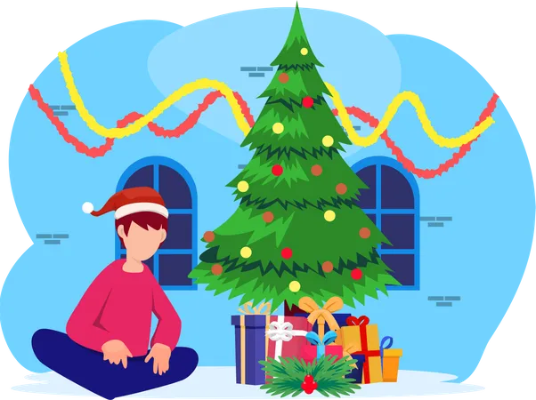 Man with christmas gift  Illustration