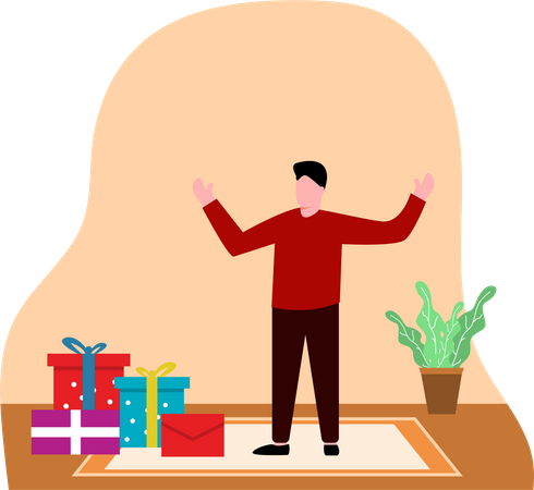 Man with Christmas gifts  Illustration