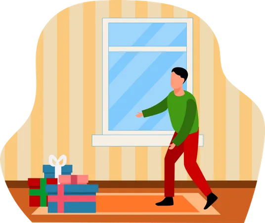 Man with Christmas gifts  Illustration