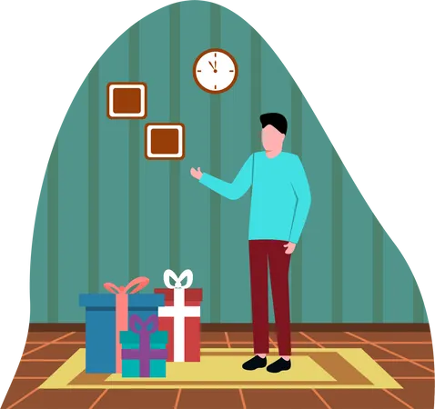 Man with Christmas gifts  Illustration