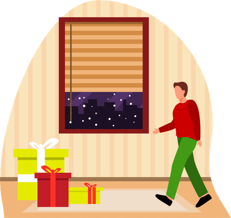 Man with Christmas gifts  Illustration