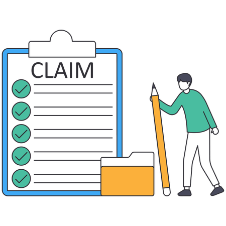 Man with Claim your document  Illustration