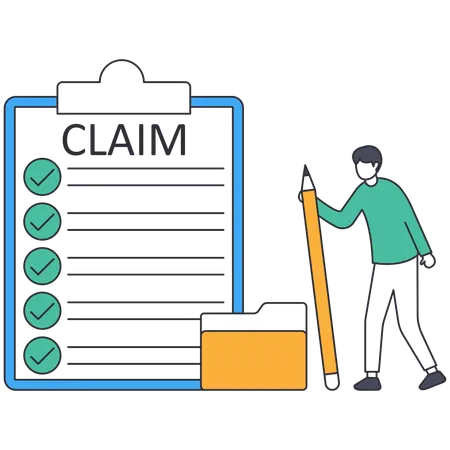 Man with Claim your document  Illustration