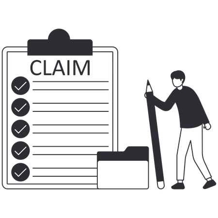 Man with Claim your document  Illustration