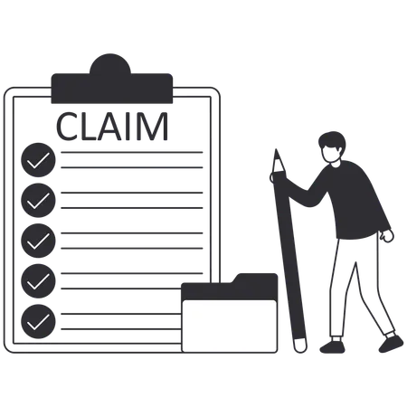 Man with Claim your document  Illustration