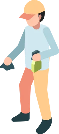 Man with cleaning solution  Illustration