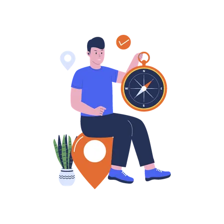 Man With Compass  Illustration