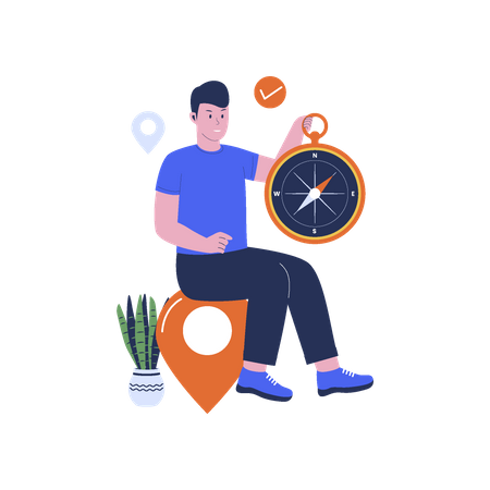Man With Compass  Illustration