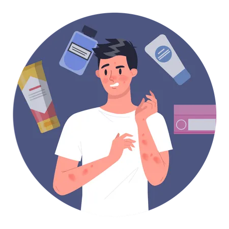 Man with cosmetic allergy  Illustration