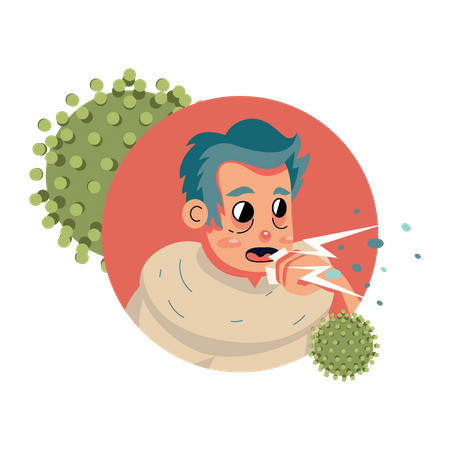 Man with cough cold Illustration