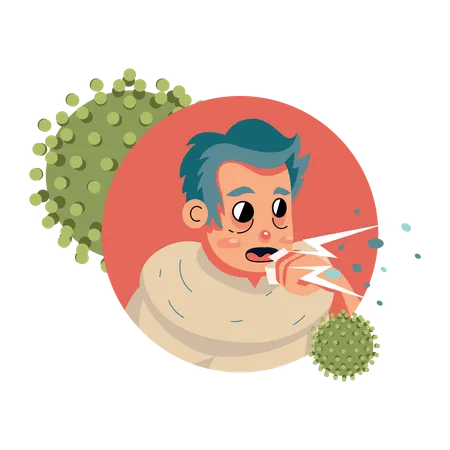 Man with cough cold  Illustration