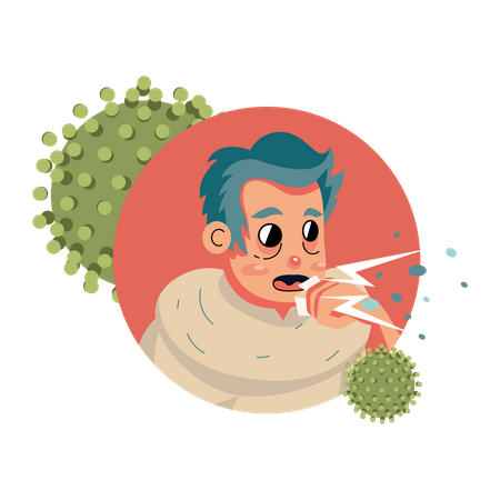 Man with cough cold  Illustration