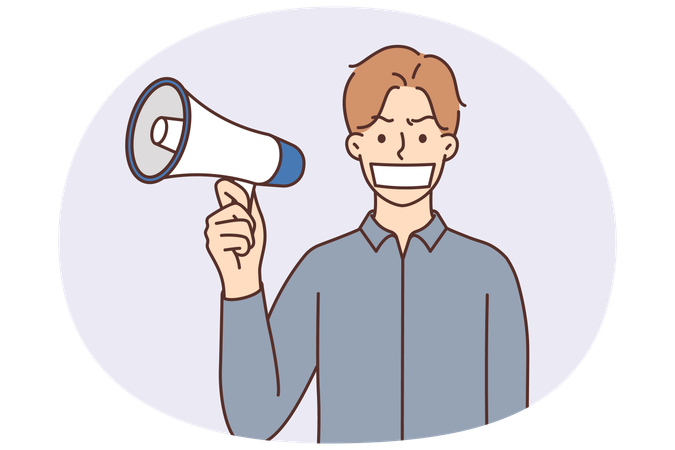 Man with cover on mouth with megaphone  Illustration