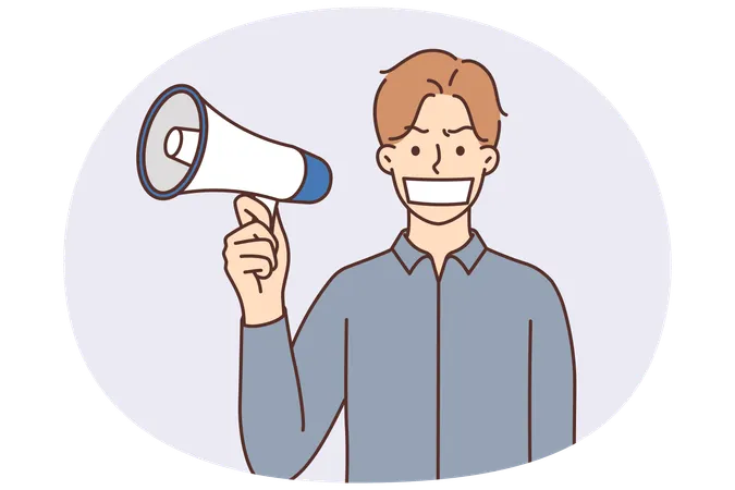 Man with cover on mouth with megaphone  Illustration