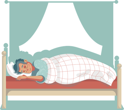Man With Covid Sleeping Illustration