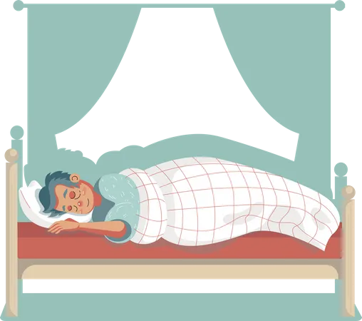 Man With Covid Sleeping  Illustration