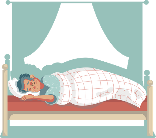 Man With Covid Sleeping  Illustration