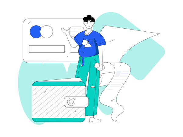 Man with credit bill receipt  Illustration