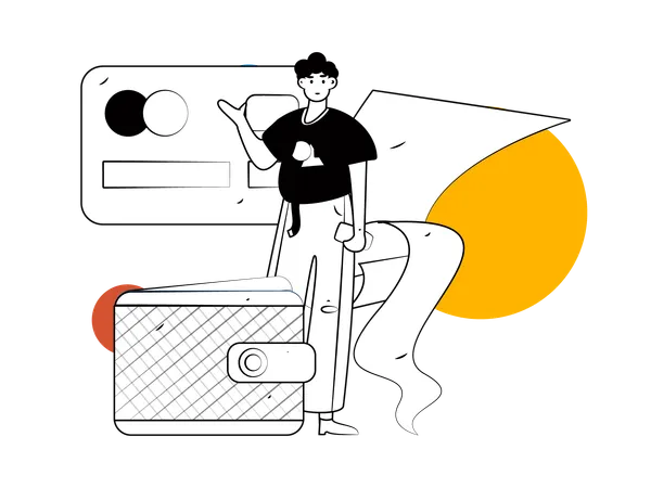 Man with credit bill receipt  Illustration