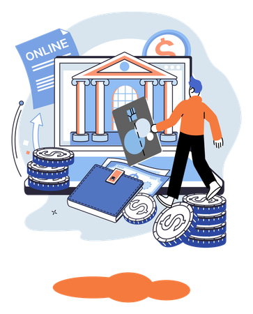 Man with credit card doing online payment  Illustration