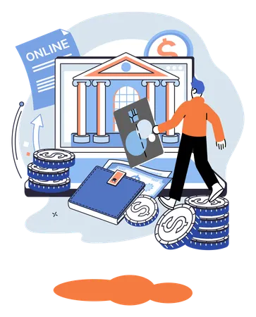 Man with credit card doing online payment  Illustration