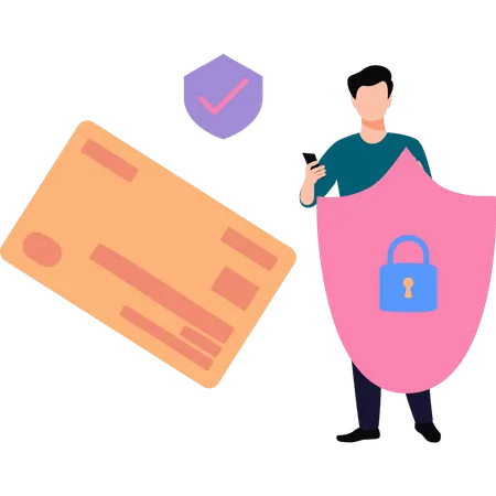 Man with credit card is safe Illustration