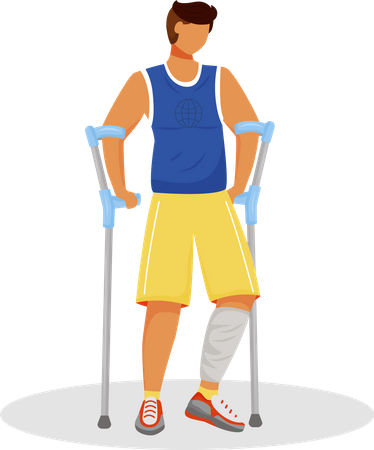 Man with crutches  Illustration