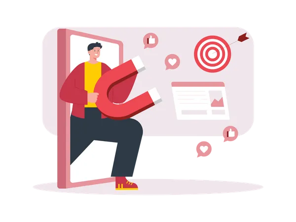 Man with customer attraction target  Illustration