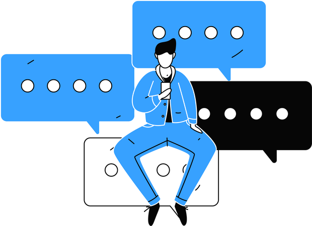 Man with Customer Response  Illustration