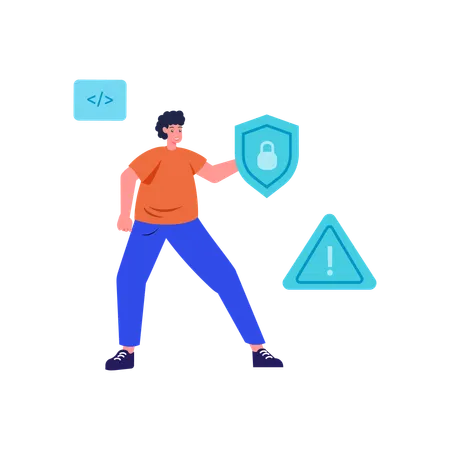 Man with Cyber protection  Illustration