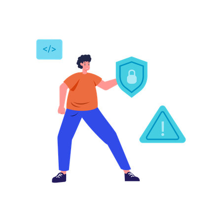 Man with Cyber protection  Illustration