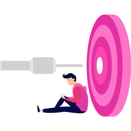 Man with dartboard  Illustration