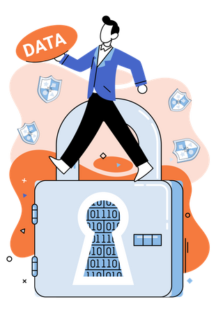 Man with data security Illustration