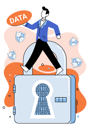 Man with data security  Illustration