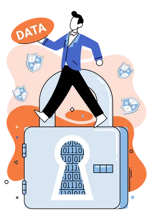 Man with data security  Illustration