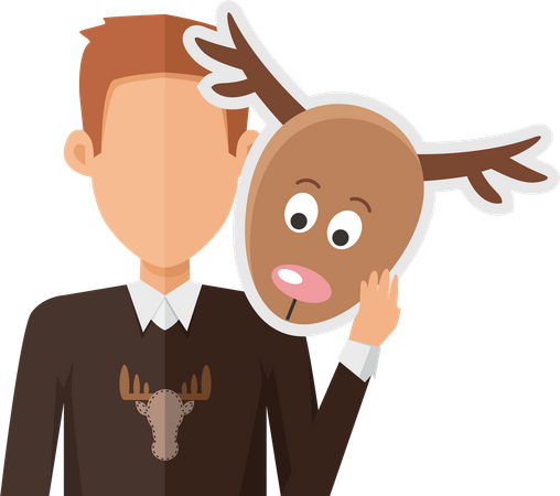 Man with Deer Mask  Illustration