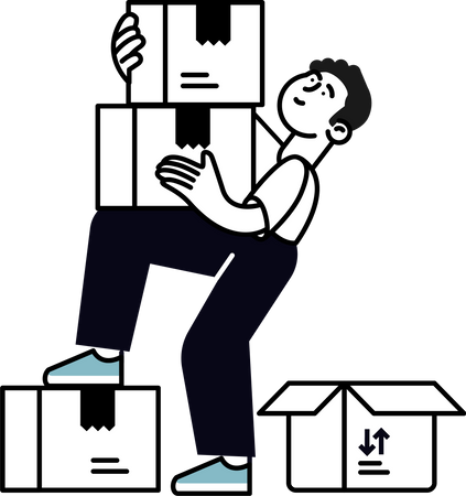 Man with delivery box  Illustration