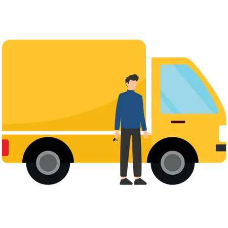 Man with delivery truck Illustration