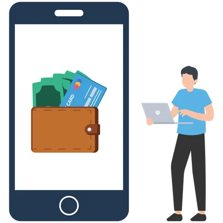 Man with Digital wallet  イラスト