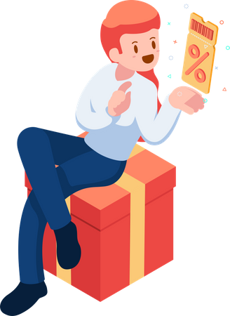 Man with Discount Coupon  Illustration