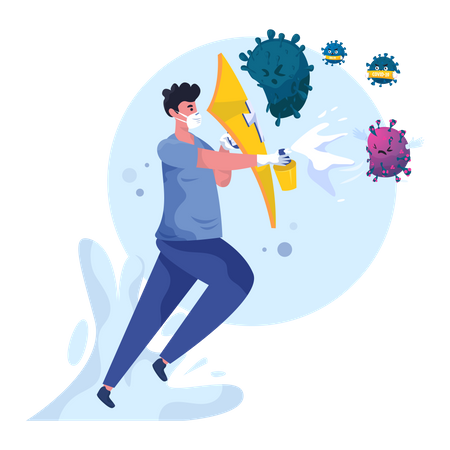Man with disinfectant spray Illustration