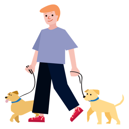 Man with dog  Illustration