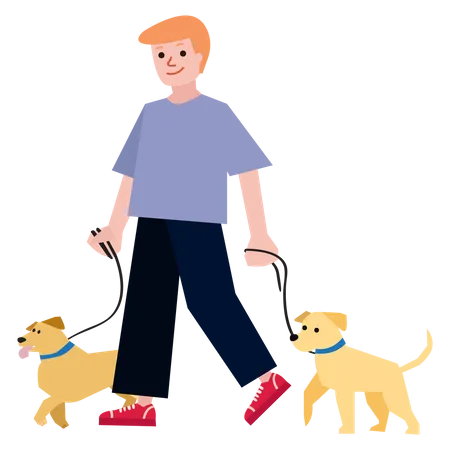Man with dog  Illustration
