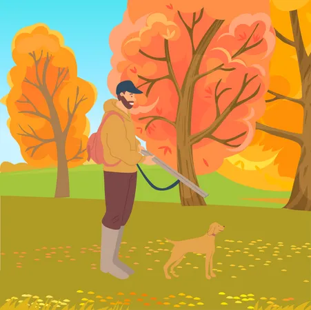 Man With Dog  Illustration