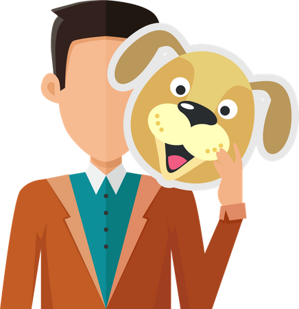 Man with Dog Mask  Illustration