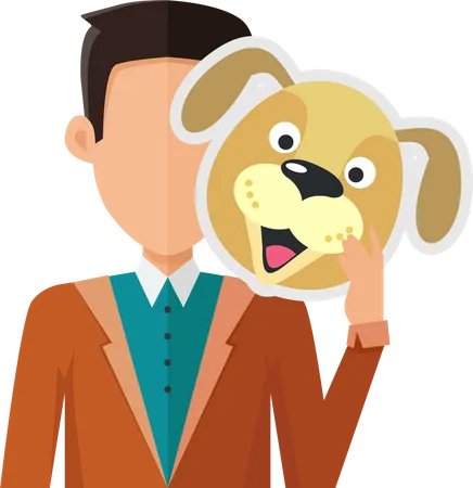 Man with Dog Mask  Illustration